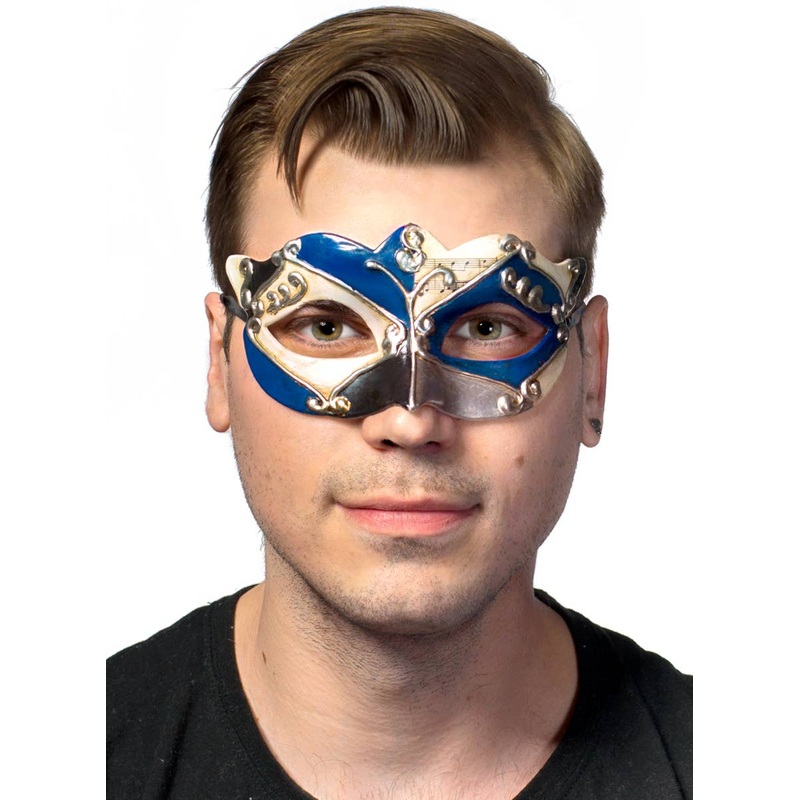 Antiqued Blue Music Venetian Masquerade Mask