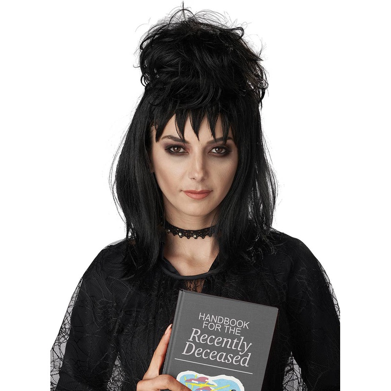 Beetle Girl Womens Black Lydia Deetz Character Costume Wig