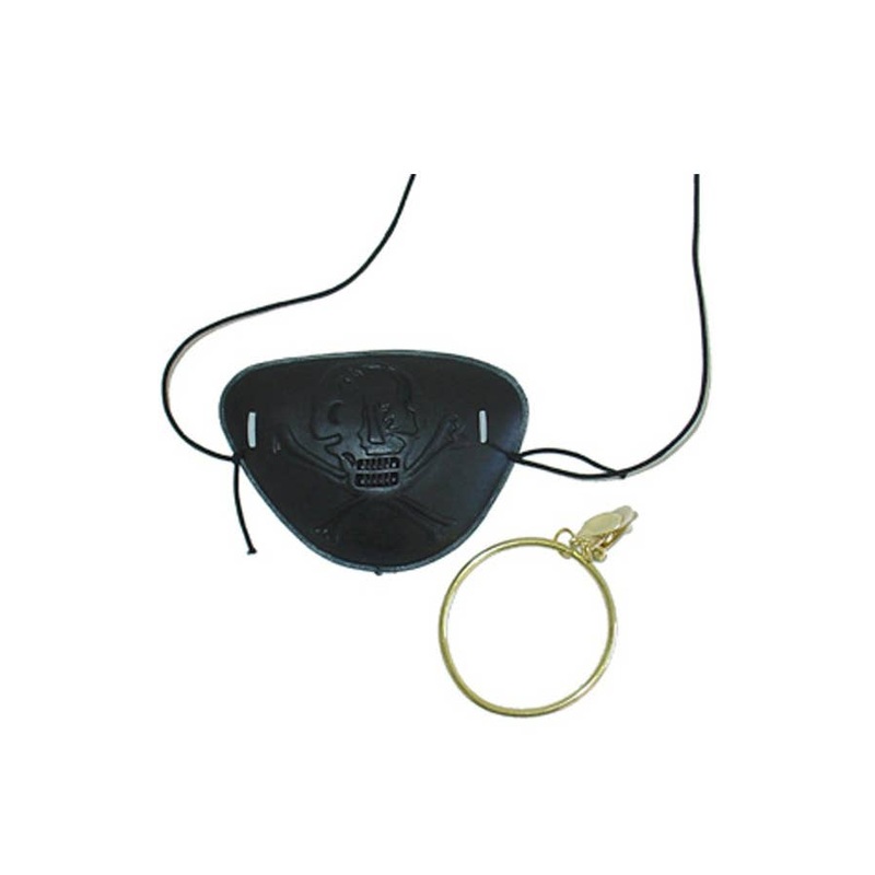 Black Pirate Eye Patch Earring Costume Accessory Set