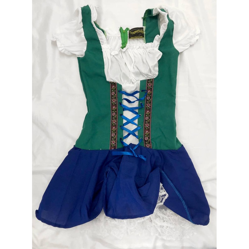Blue and Green Womens Oktoberfest Costume - Size Small