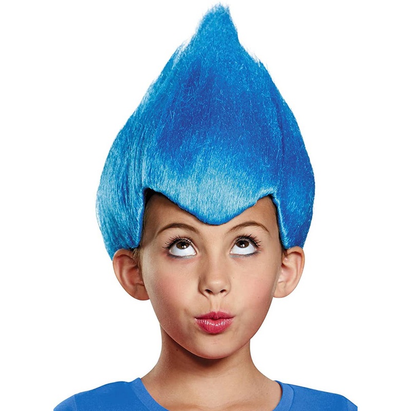 Bright Blue Kids Wacky Trollz Inspired Costume Wig
