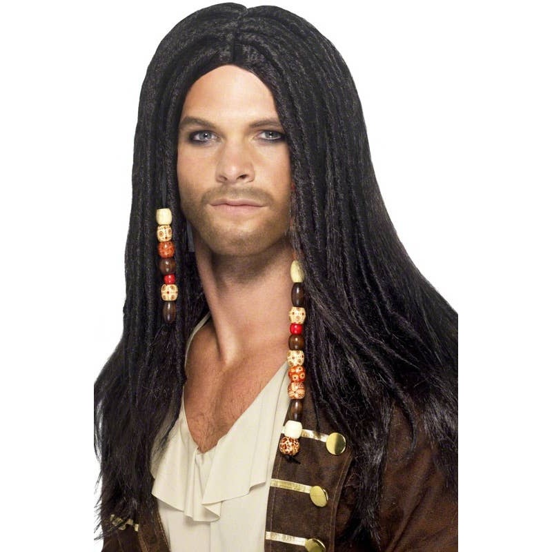 Buccaneer Bounty Mens Black Pirate Wig