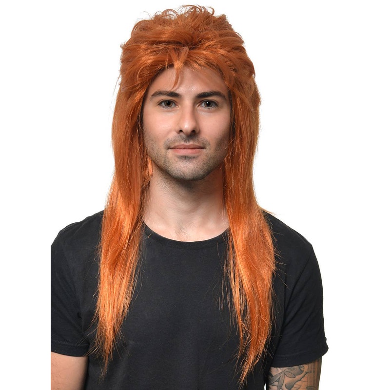Classic Long Ginger Mullet Mens Costume Wig