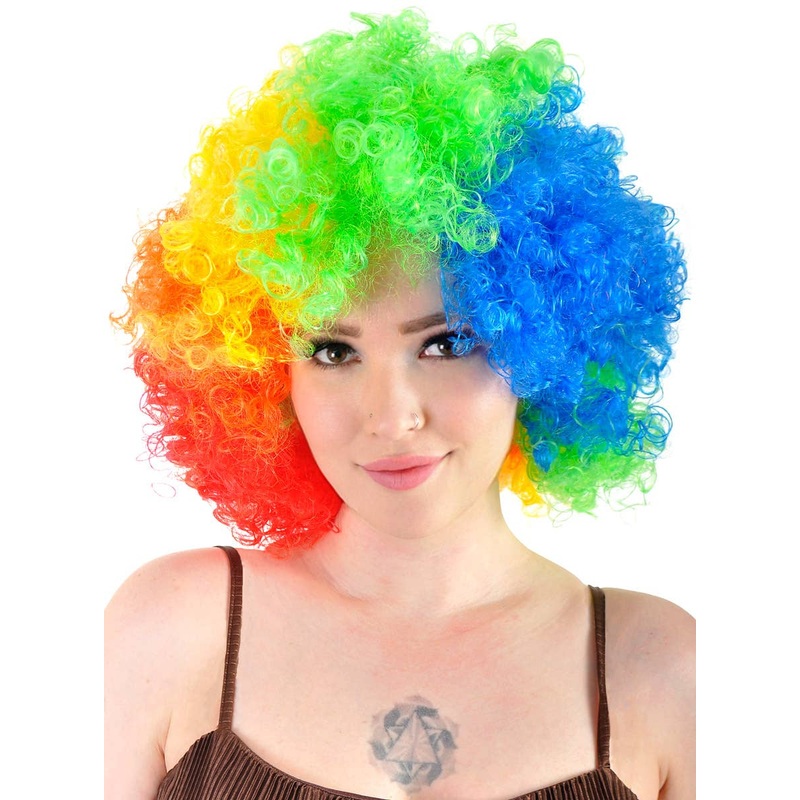 Curly Rainbow Unisex Adults Afro Costume Wig