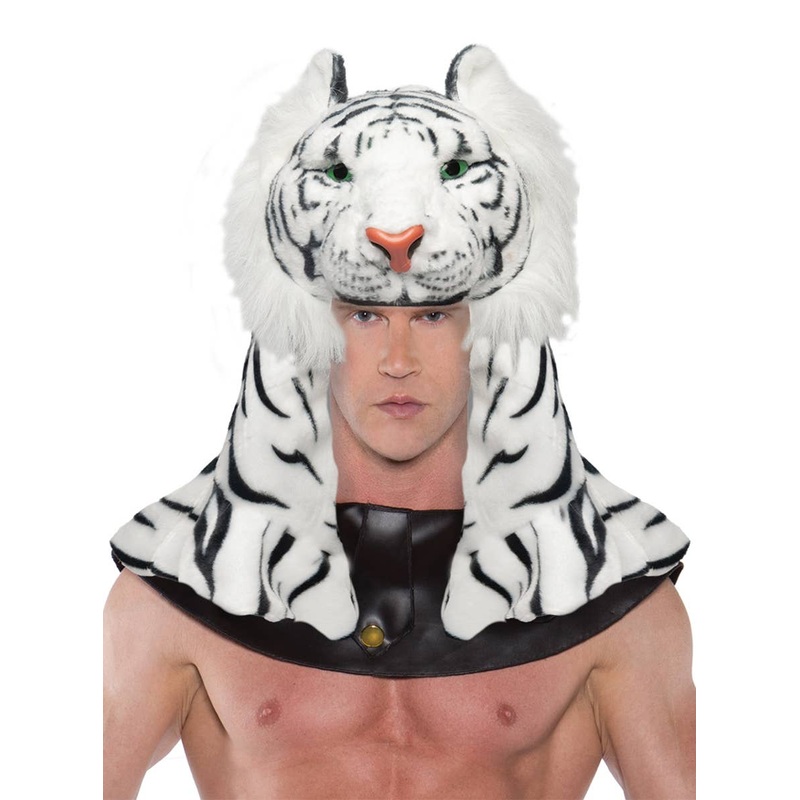 Deluxe White Tiger Head Piece Costume Accessory