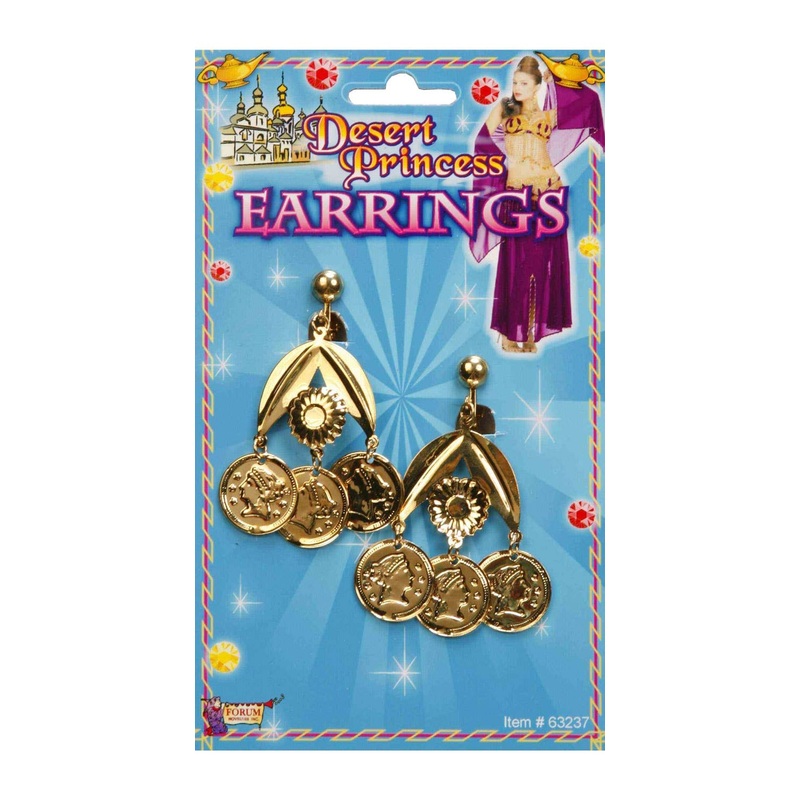 Desert Princess Ancient Egyptian Gold Dangle Coin Earrings