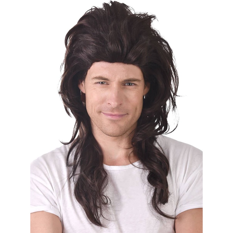 Dirk Dirty Brown Mullet Mens Costume Wig