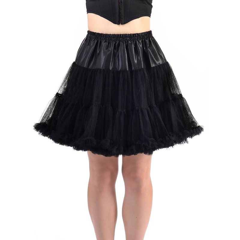 Fluffy Black Thigh Length Womens Plus Size Petticoat