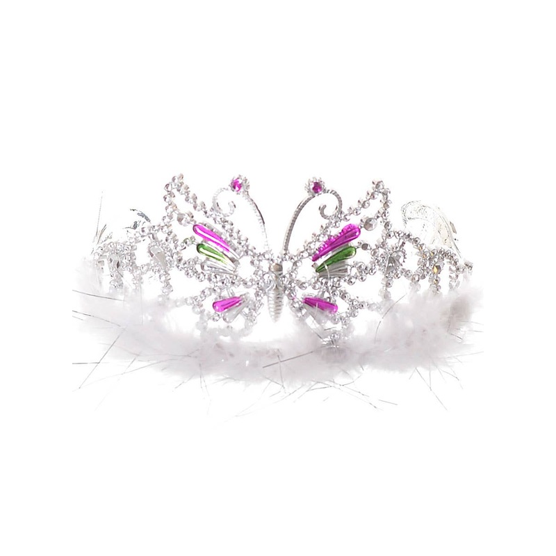 Fluffy White Tinsel Feather Princess Costume Tiara