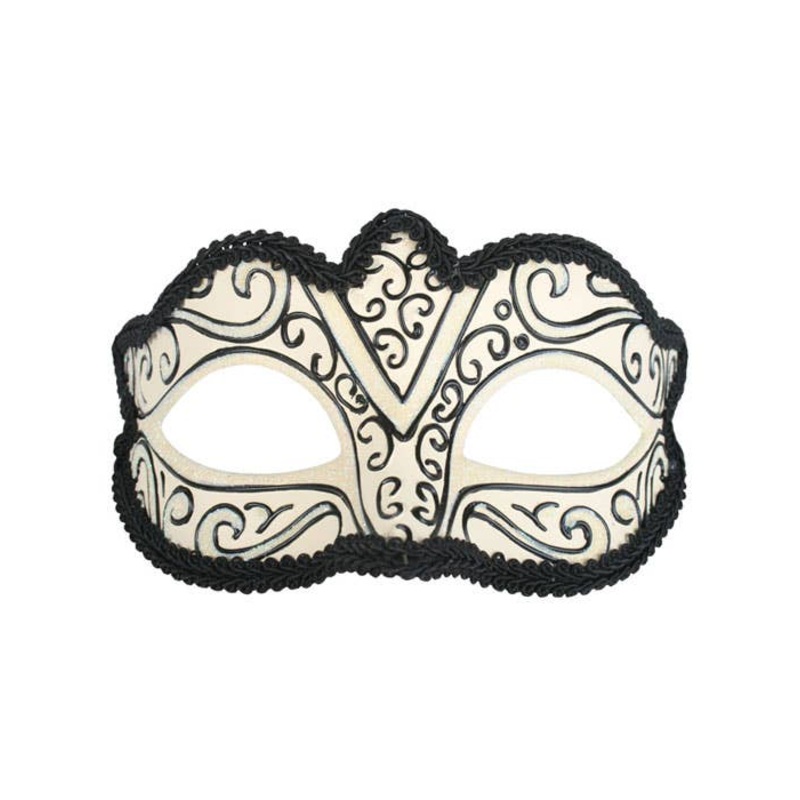 Glitter Swirls Cream and Black Masquerade Mask