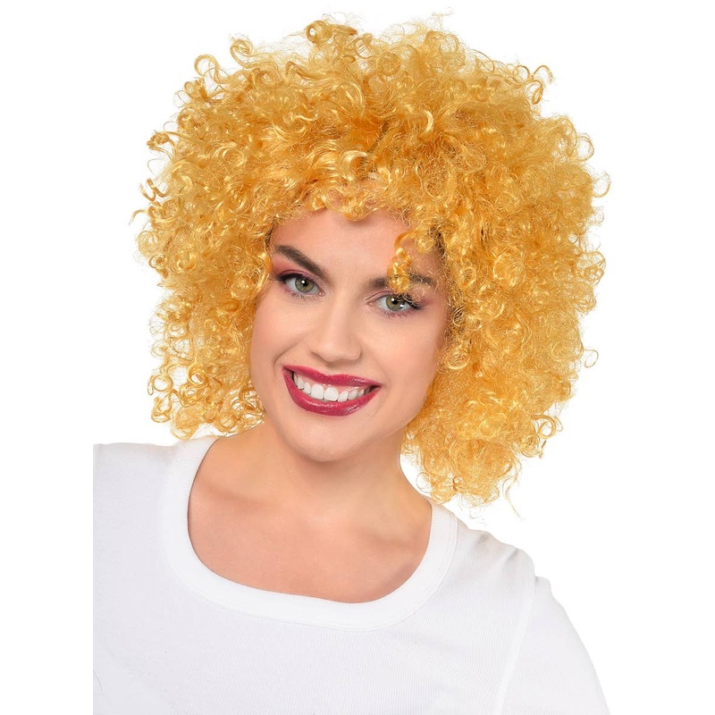 Golden Blonde Adults Large Curly Afro Costume Wig
