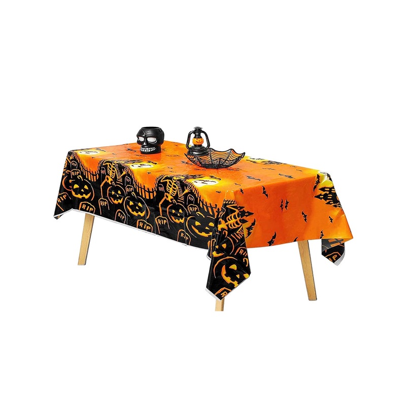 Graveyard Print Halloween Party Foil Tablecloth