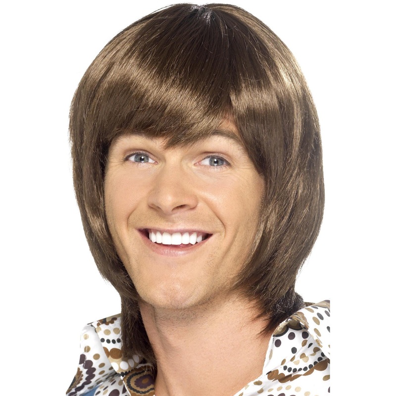 Heart Throb Mens Brown 70s Costume Wig