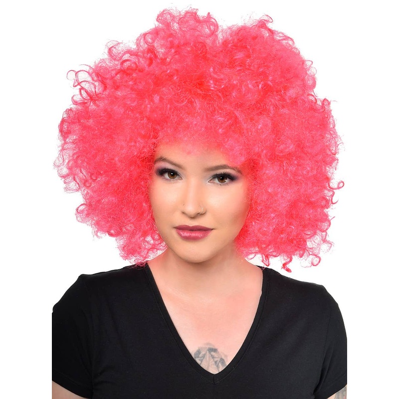 Hot Raspberry Pink Adults Large Afro Costume Wig