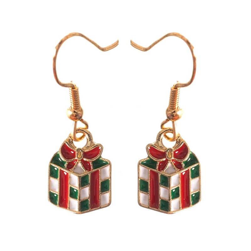 Jolly Red and Green Presents Christmas Earrings