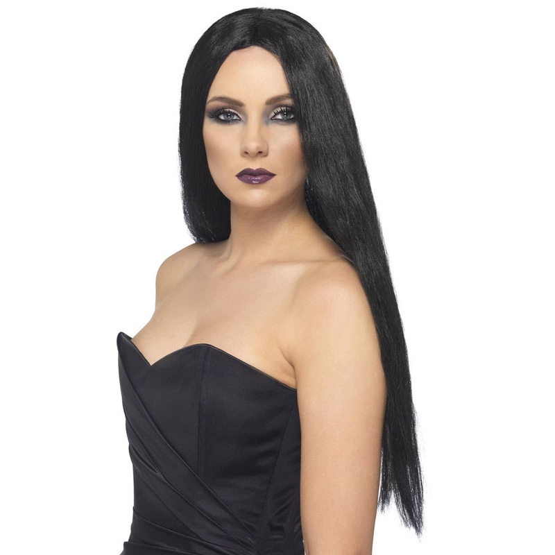 Long Black Straight Womens Costume Halloween Wig