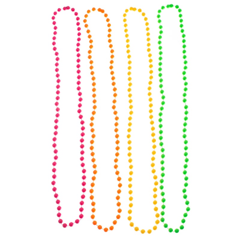 Neon Beaded 4 Pack 1980s Necklaces