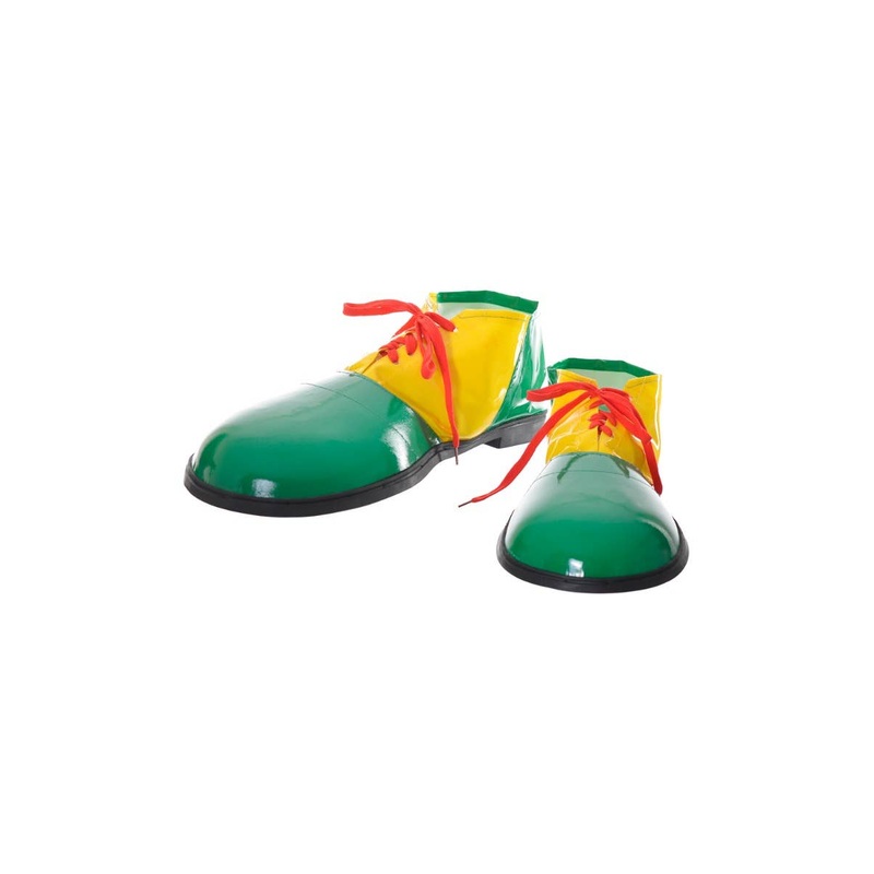 Oversized Green and Yellow Clown Costume Shoes