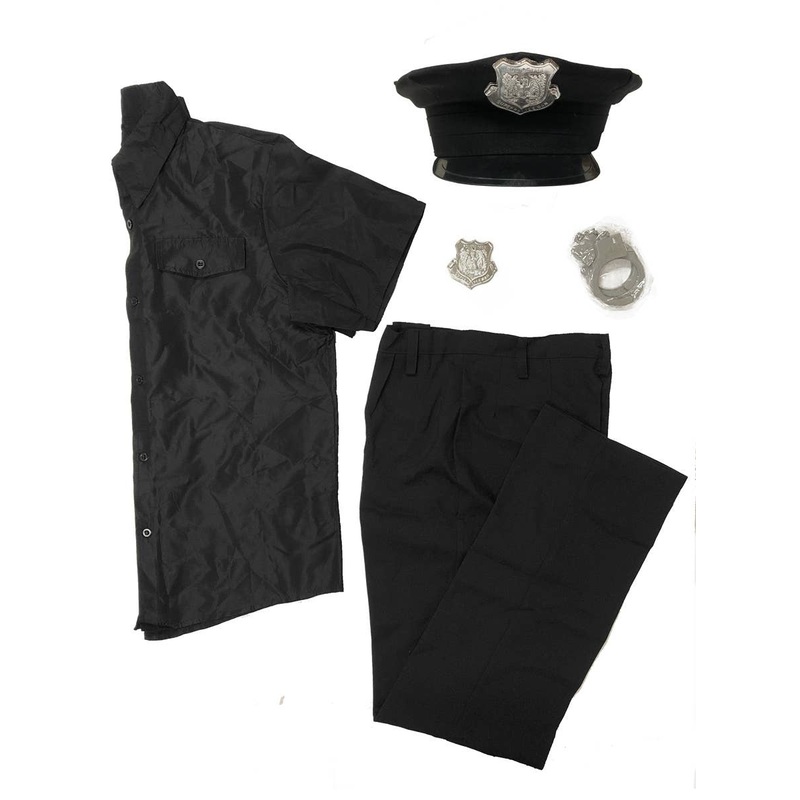 Police Officer Black Uniform Boys Costume - Size Teen