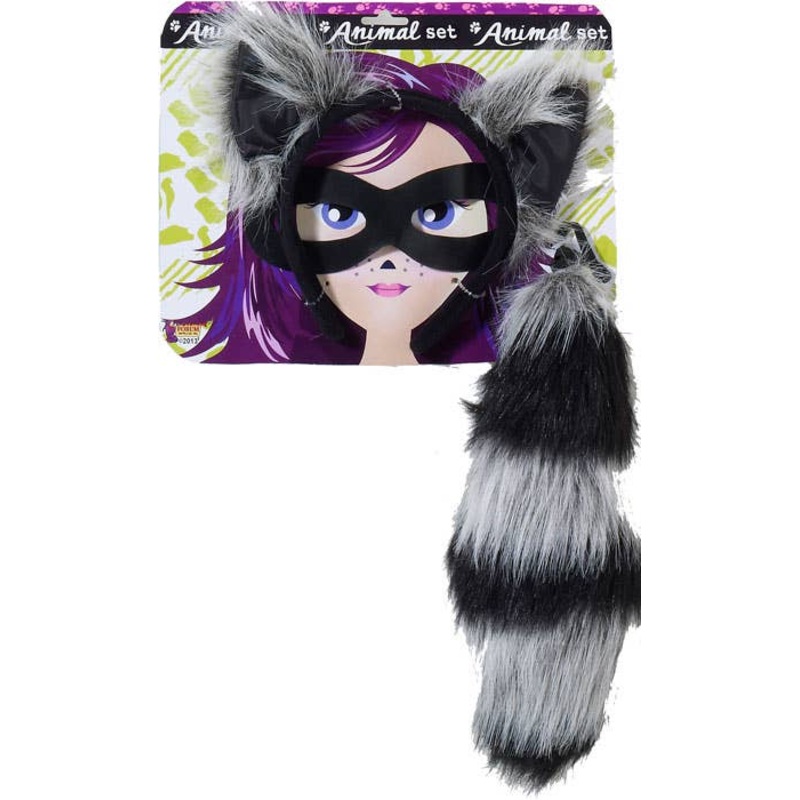 Raccoon Ears, Mask & Tail Accessory Set