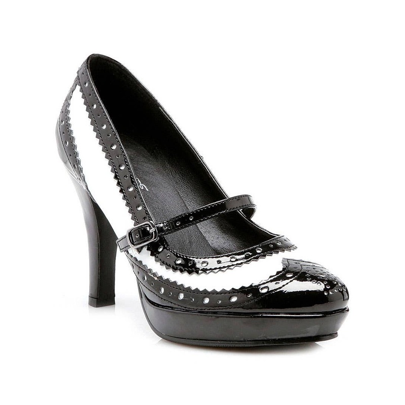 Ritzy Black and White 20s Flapper High Heel Costume Shoes