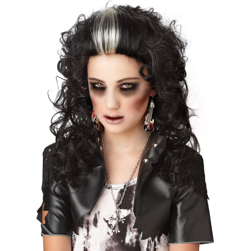 Rocked Out Zombie Womens Black Halloween Wig