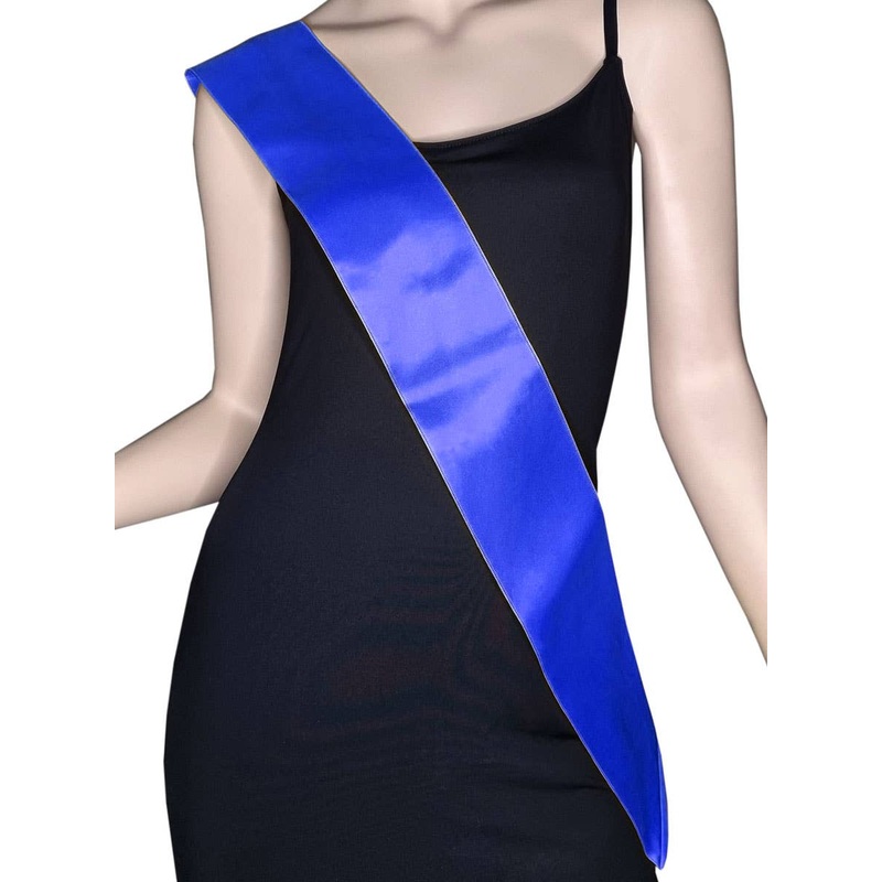 Simple Blue Satin Sash Costume Accessory