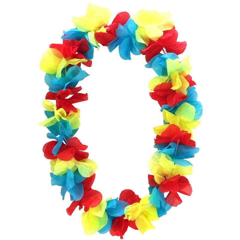 Tropical Blue Red and Yellow Hawaiian Costume Lei