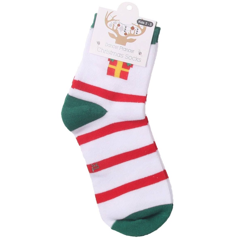 Xmas Present Print Kids Novelty Christmas Socks