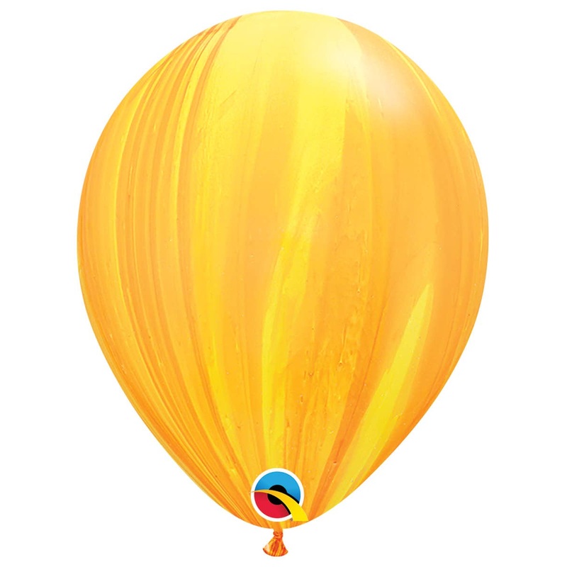 Agate Marble Effect Yellow And Orange 27cm Single Latex Balloon