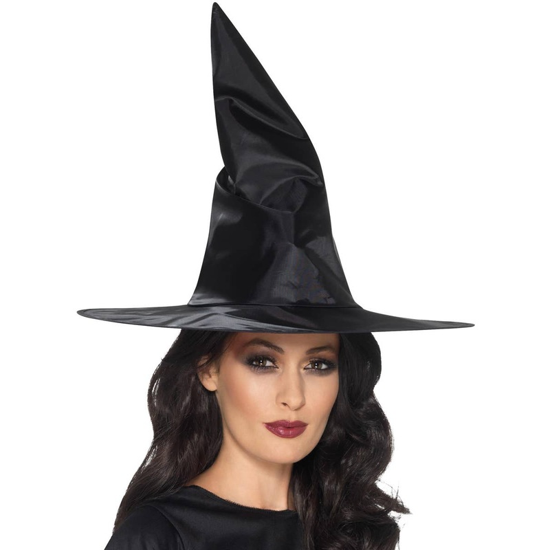 Black Satin Simple Halloween Witch Hat