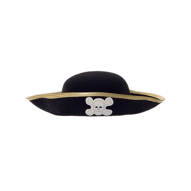 Classic Black Feltex Kids Pirate Costume Hat