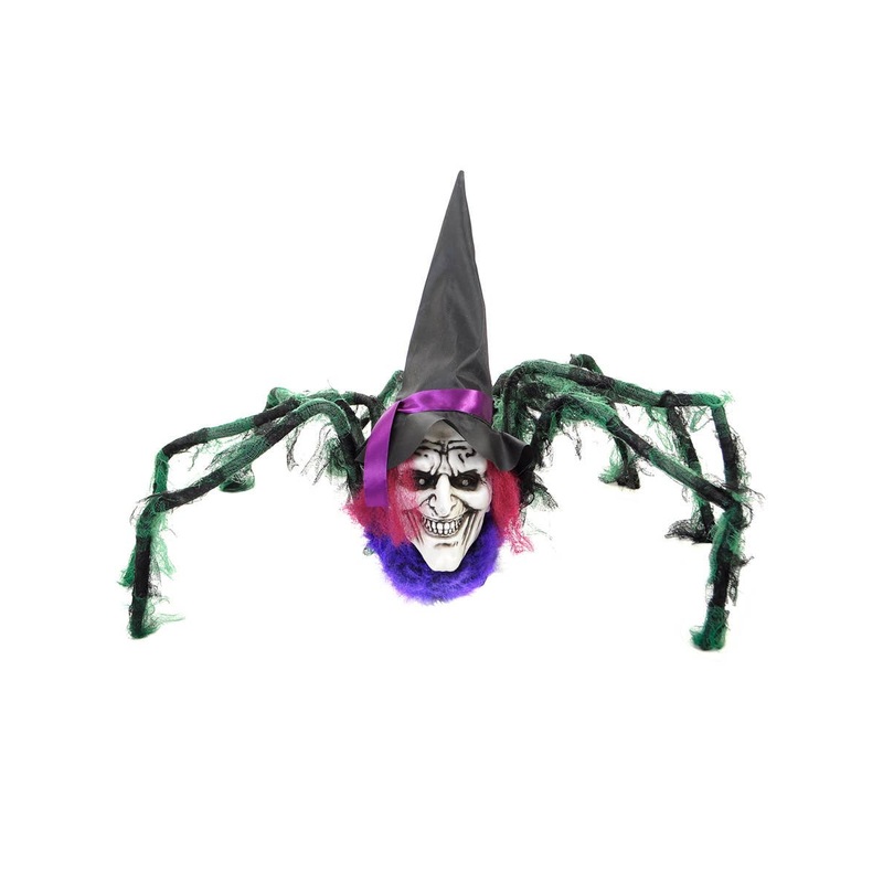 Creepy Walking Witch Head Spider Halloween Decoration with Lights