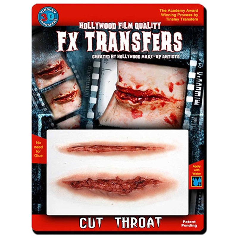 Cut Throat Hollywood Quality 3D FX Transfer Wound