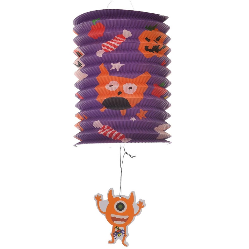 Cute Purple and Orange Monster Lantern Halloween Decoration