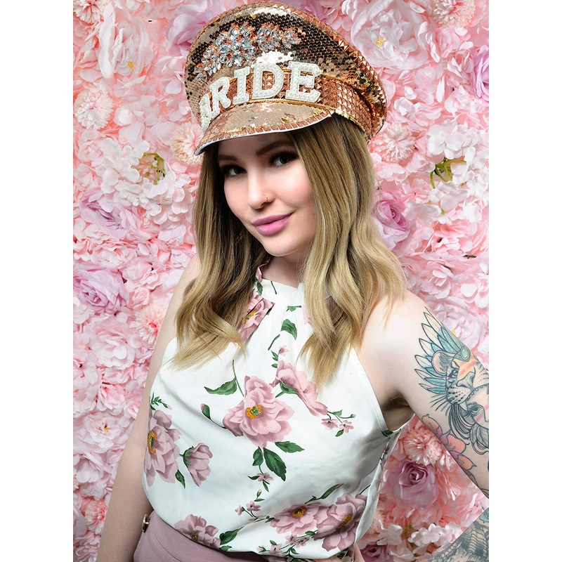 Deluxe Rose Gold Sequin Bride Hens Night Hat