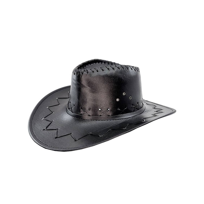 Faux Black Leather Adults Cowboy Costume Hat