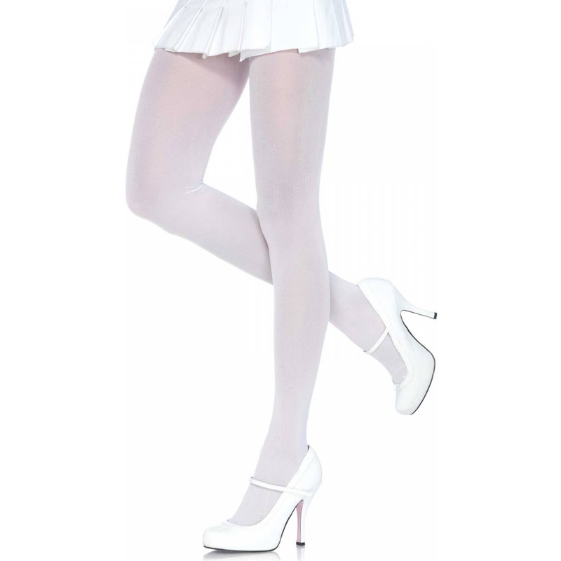 Full Length White Plus Size Womens Spandex Tights