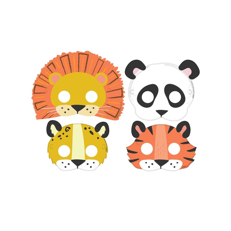 Get Wild Jungle Safari 8 Pack Paper Masks Party Favours