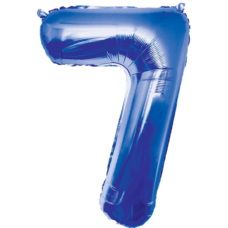 Giant 84cm Blue Number 7 Foil Balloon