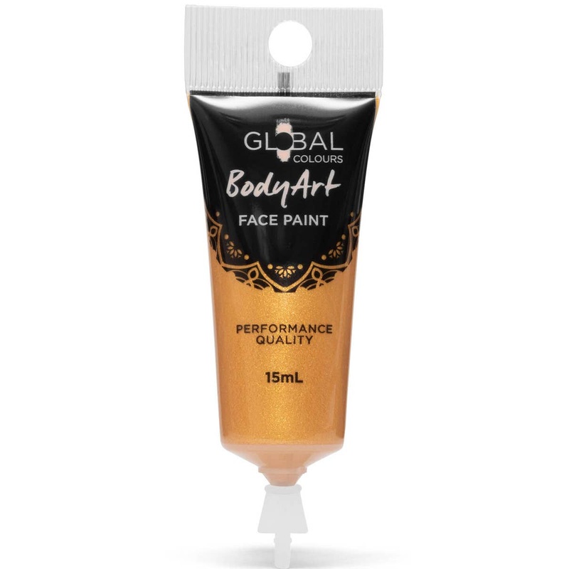 Global Bodyart Metallic Gold 15ml Tube Liquid Makeup