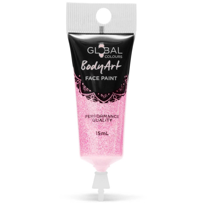 Global Bodyart Pink Glitter 15ml Tube Liquid Makeup