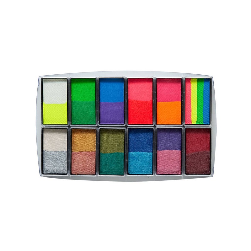Global Colours 12 Pan Bright and Shiny Face Paint Set