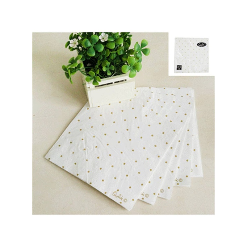 Gold and White Polka Dot 20 Pack 13cm Paper Napkins