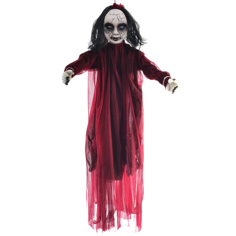 Hanging Maroon Haunted Doll Halloween Decoration