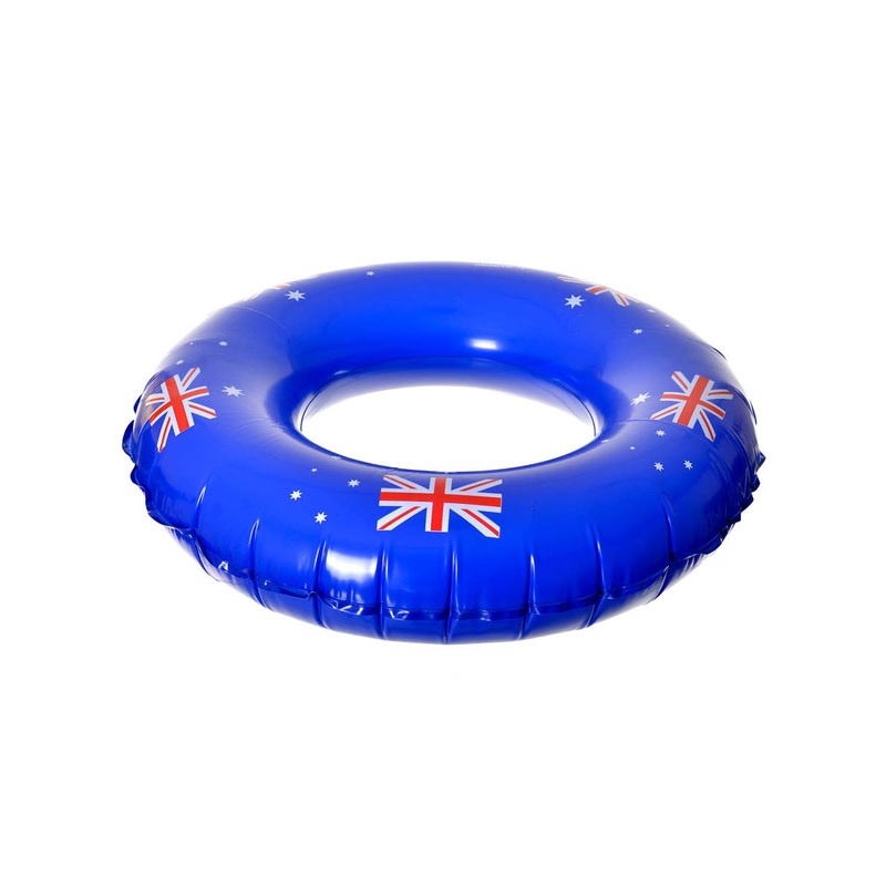 Inflatable 90cm Blue Australian Flag Print Swim Ring
