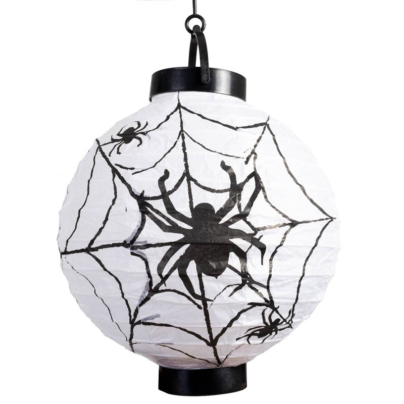 Light Up Spiderweb Print Paper Lantern Halloween Decoration