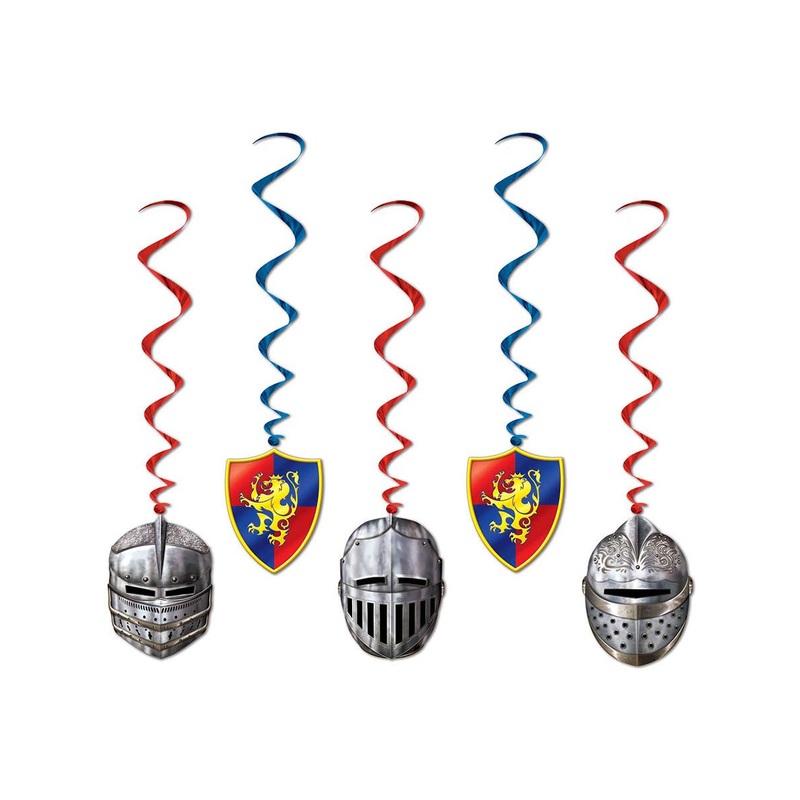 Medieval Knight Helmet Spirals Hanging Party Decoration