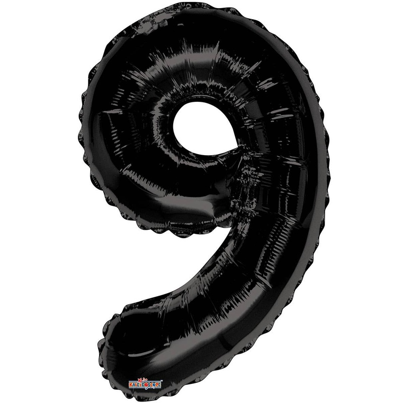 Metallic Black 87cm Number 9 Foil Balloon