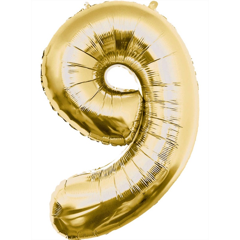 Metallic Gold 84cm Number 9 Foil Balloon